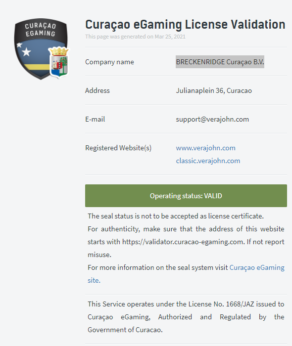 ベラジョンカジノ　Vera&John